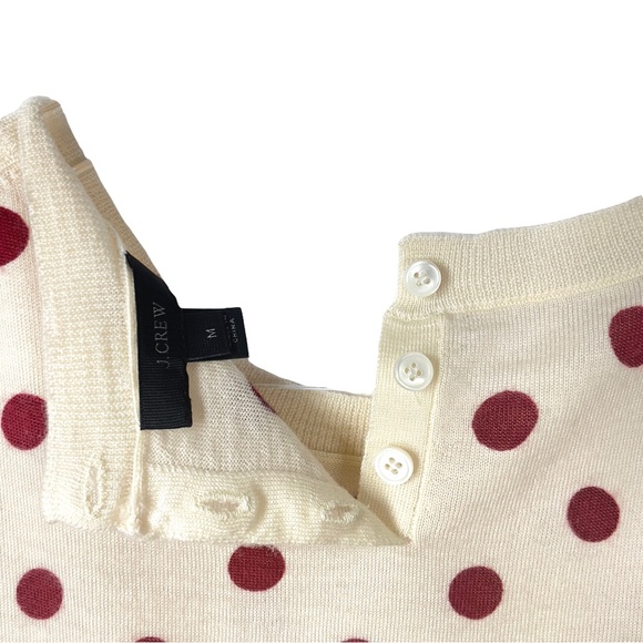J Crew Jackie Shell Cream + Dusty Red Sequins Polka Dot Size Medium - Picture 5 of 9